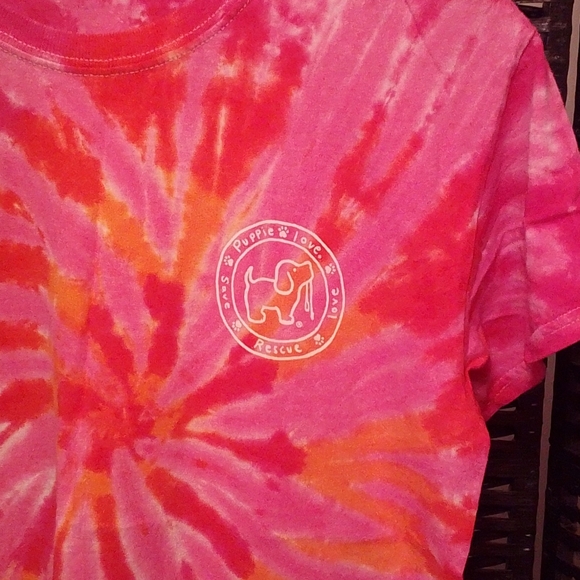 Puppie Love Pink And Orange Tie-dye Short Sleeve T-shirt - Picture 4 of 4